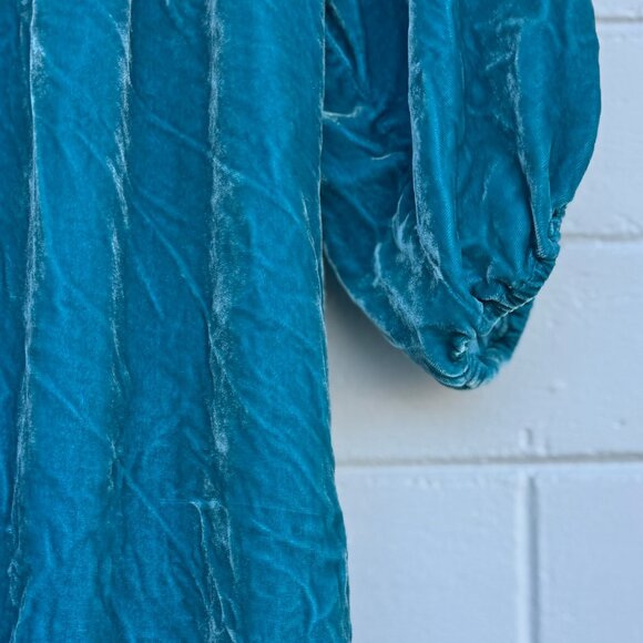 Sundance Teal Velvet Boho Peasant Blouse | Rayon Silk Blend | Size Small - Picture 7 of 8